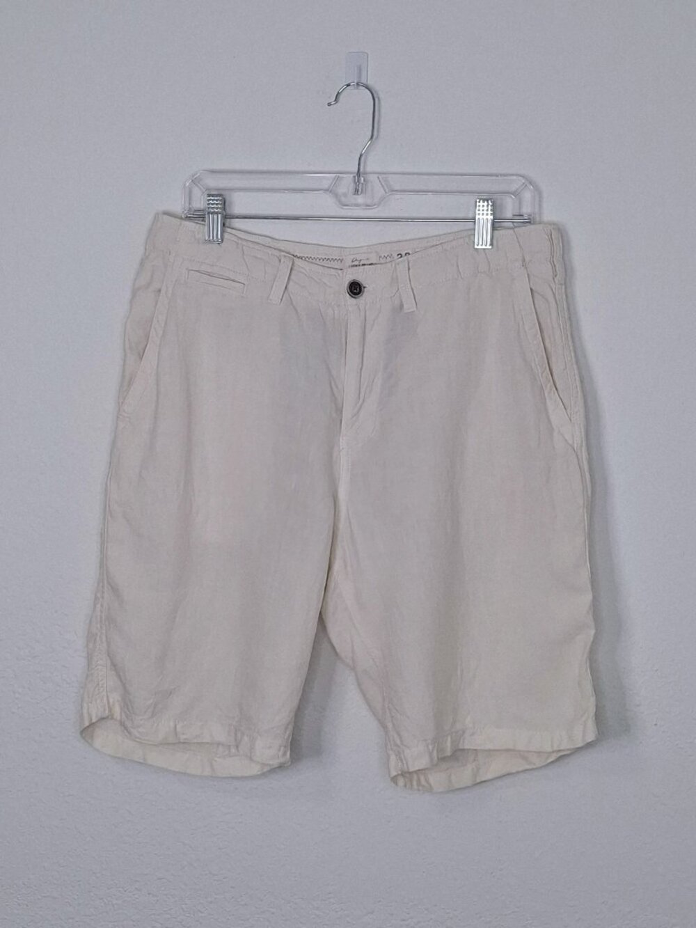 Lucky Brand Mens 100% Linen Bermuda Shorts Sz 32 Coastal Minimalist Neutral